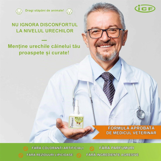 Soluție Auriculară ICF Otoact – Pentru Câini și Pisici – 100 ml
